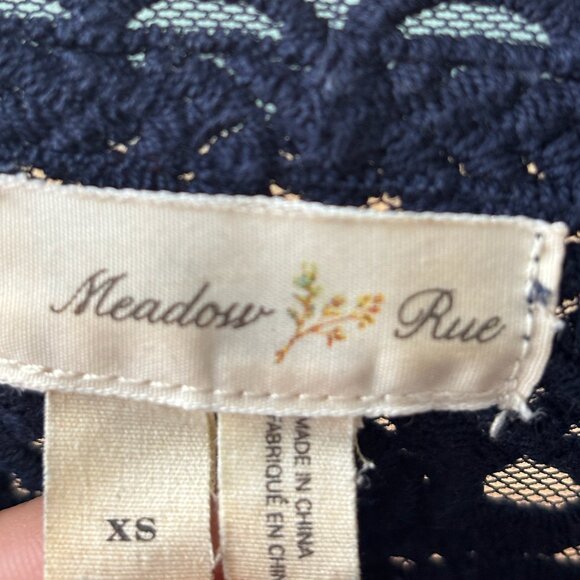Anthropologie Meadow Rue Navy Mesh Lace Blouse - Women's XS - Picture 4 of 4